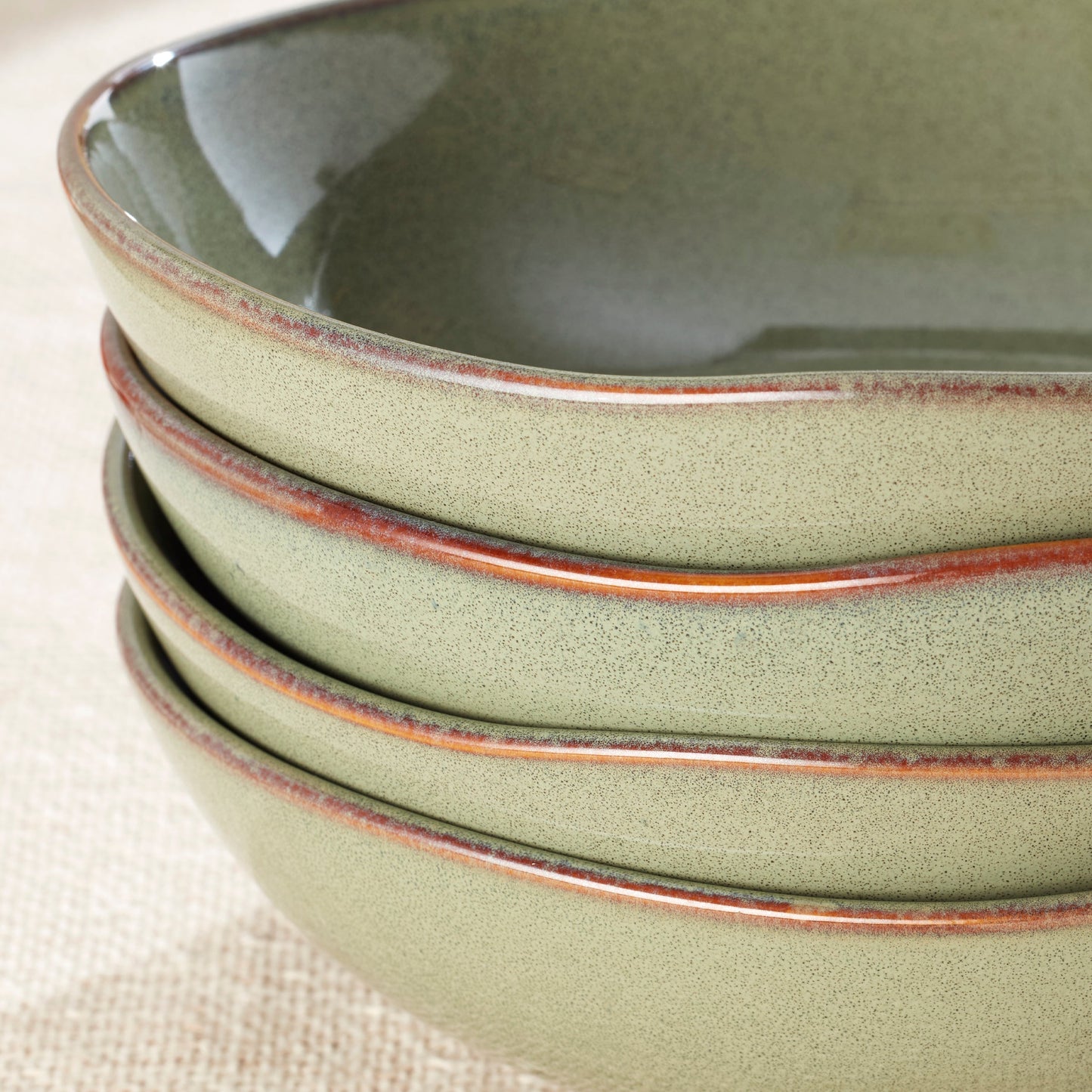 Organic Shades Sage Green Pasta Bowls, Set of 4