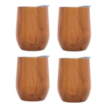 Insulated Woodgrain Wine Tumblers, Set of 4